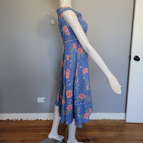 Hell Bunny Vixen Retro Rose Dress, VGUC, Size M - Picture 3 of 8